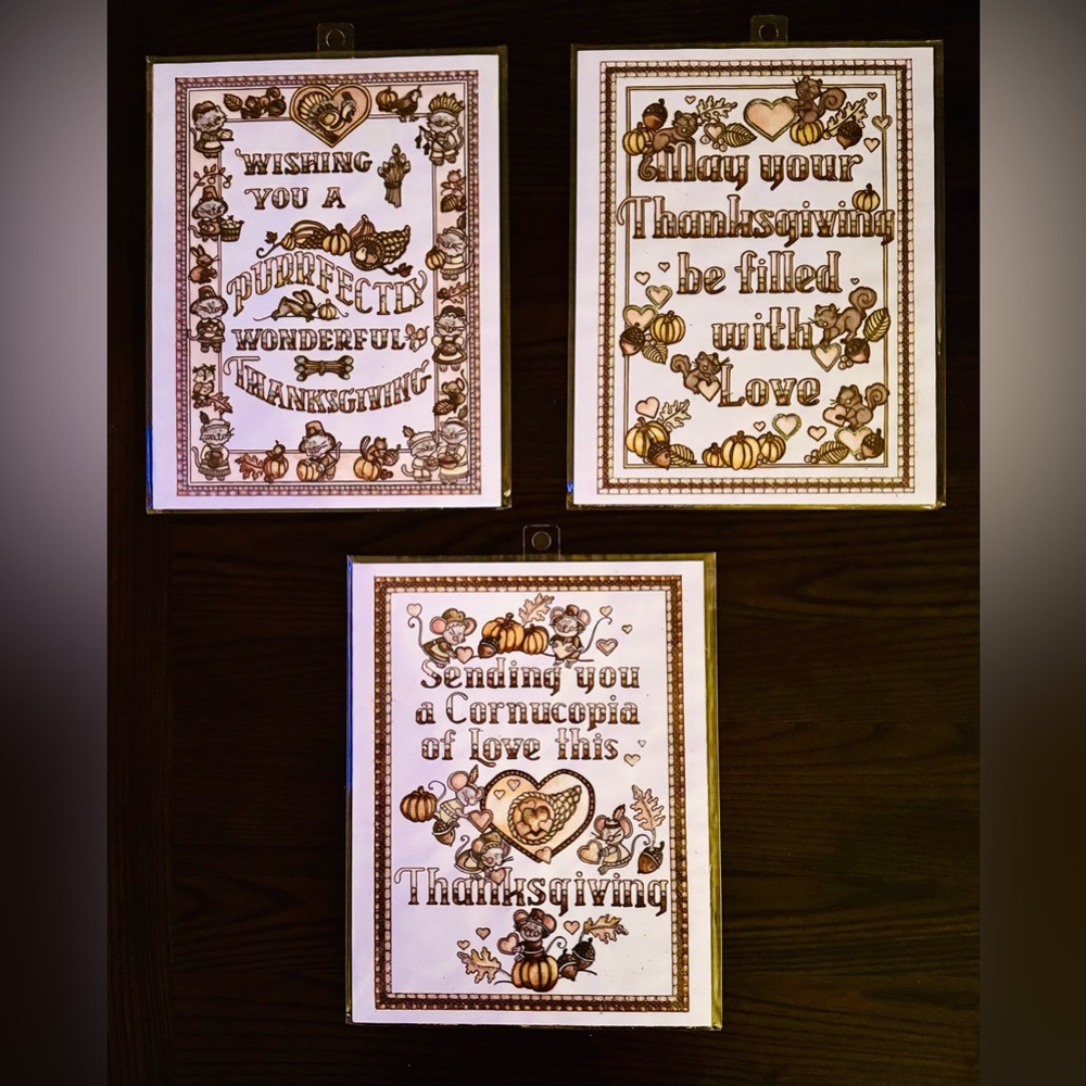 ONE cute ready to frame 8x11 print Thanksgiving harvest fall autumn cornucopia